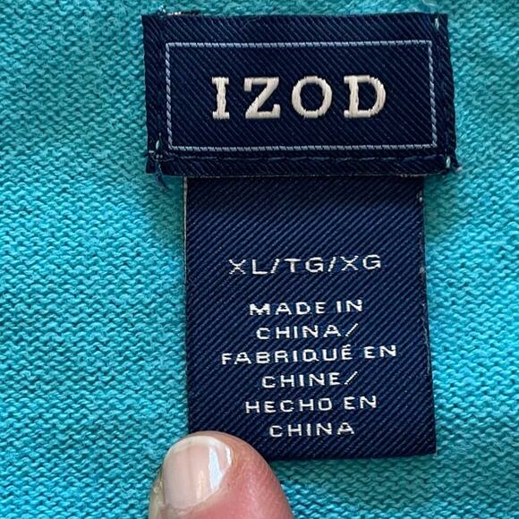 IZOD Cotton Argyle Long Sleeve V-Neck Sweater, Blue, Black, Ivory, Preppy XL - Picture 4 of 8